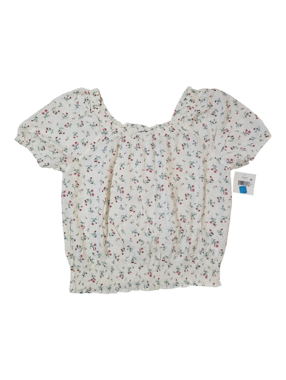 ❤️B2G1 Falls Creek L Floral Ruffle Square Neck Smocked Top Cottage Core Boho